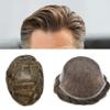 Hair Wonders Hair System for Men Swiss Lace Hairpiece for Men Toupee Real Natural Human Hair Lace Front Mens Hair System 7X9#520#5 Medium Light Brown+20% Grey 100% Density view 1