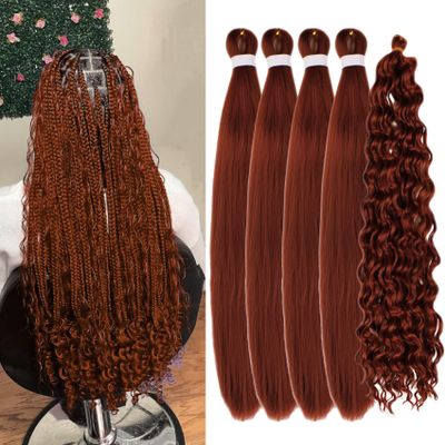 Gozill Boho Braiding Hair Pre stretched Ginger 350 Curly Braiding Hair Extensions Deep Wave Crochet Boho Braids Prestretched Synthetic Hypoallergenic Ez Braid Knotless
