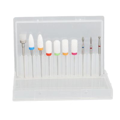 10Pcs Nail Drill Bits Set with Storage Box - Tungsten Steel & Ceramic Manicure Pedicure Drill Bits for Acrylic Gel Nails, Home Salon Use, Professional Nail Art Tools