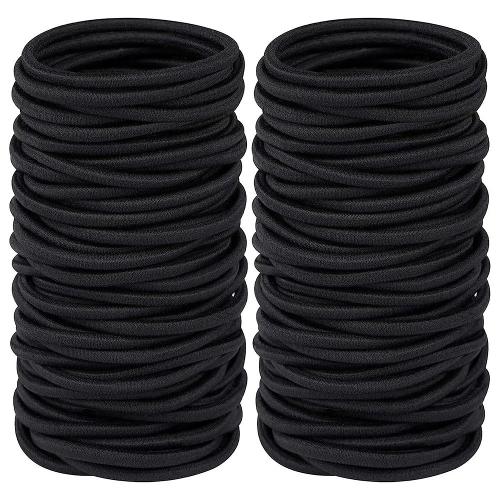 homeemoh 20pcs Elastic Hair Ties, Womens Girls Ponytail Holders Rubber Bands 4mm Scrunchies Hair Accessories (Black)