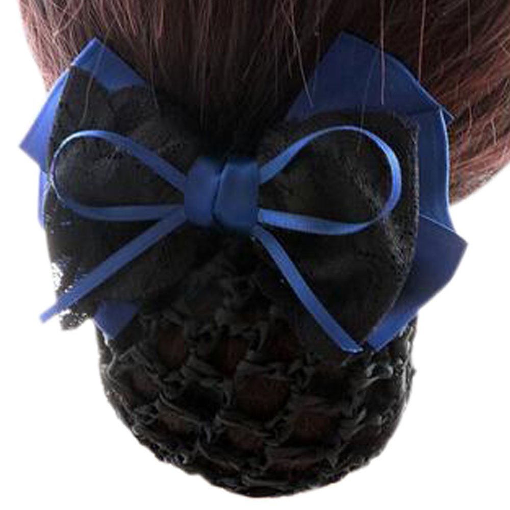 Bowknot Snood Net,Net Hair Clip, Net Hair Clip, Barrette, Hairnet,Elastic Bun Headdress Hair Snood Net Barrette Clip, Blue and Black K13