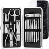 16 in 1 Essential Manicure Pedicure Kit with Nail Cutter, Scissors, Tweezers, Ear Pick Eyebrow Utility Tools with Leather Case view 1