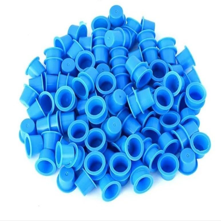 100Pcs Blue Ink Caps Ink Cups Mixed Sizes, Professional Tattoo Supplies Easy to Use Portable Beauty Products Tattoo Inks