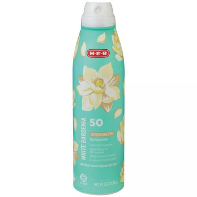 HEB White Gardenia Sunscreen Spray, Oxybenzone Free, SPF 50, 5.5 oz
