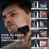Beard Trimmer for Men - 5 in 1 Kit Electric Razor, Nose Hair Trimmer with LED Display, Cordless Mustache Body Face Grooming Kit, Rechargeable Beard Shaver (Aluminum) view 3