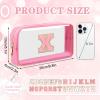 Small Clear Personalized Initial Makeup Bag, Preppy A-Z Chenille Letter Patch Cosmetic Bag, Cute Transparent Nylon Waterproof Zipper Beach Varsity Letter Pouch, Gift for Women Girls(Pink-Pink X) view 2