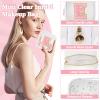 Mini Clear Personalized Initial Makeup Bag,Nylon Preppy A-Z Chenille Letter Patch Zipper Cosmetic Bag, Small Cute Beach Pouch Travel Purse Sanitary Napkin Storage Bag for Women Girls(White-Pink E) view 3