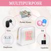 Mini Clear Personalized Initial Makeup Bag,Nylon Preppy A-Z Chenille Letter Patch Zipper Cosmetic Bag, Small Cute Beach Pouch Travel Purse Sanitary Napkin Storage Bag for Women Girls(White-Pink E) view 4