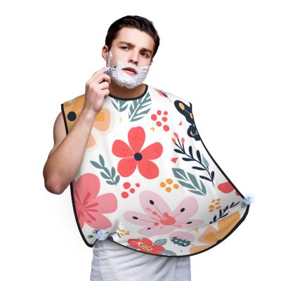 UOYO Cute Daisy Beard Bib Apron for Men Spring Flower Floral Beard Hair Catcher, Non-Stick Beard Shave Trimming, Grooming Gifts for Husband, Dad