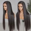 Wigs Straight Hair Lace Front Wig HD Transparent Lace Frontal Human Hair Wig for Women, 14-40 Inch Long Brazilian Remy Hair Pre Plucked Closure Wig Girls Daily Use Wigs ( Color : 5X5 closure wig 180 d view 4