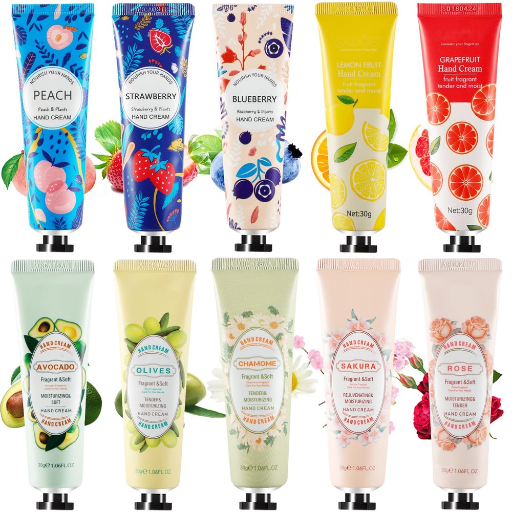Bgtecho 10 Pack Mini Hand Lotion,Hand Lotion Travel Size,Hand Cream Gift Set for Women,Bulk Hand Lotion for Dry Cracked Hands for Teacher Appreciation Gifts,Mothers Day Gifts,Nurse Week Gifts
