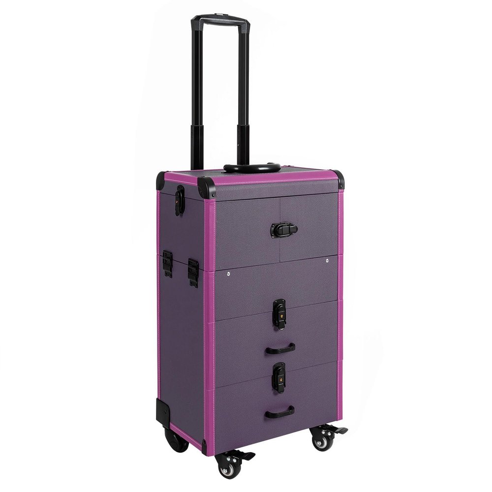 AOOCHU Makeup Train Case Rolling Easy To Move Carry 4-Universal Wheels Large Capacity Neat Storage Excellent Load-Bearing Professional Make Up Artist Embroiderer Hairdressers Beauticians Manicurists