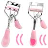 2 Pcs Stainless Steel Eyelash Curler with Built-in Comb Pinch Pain-Free Suitable for Any Eye Shapes and Sizes, with 4 Silicone Refill PadsHazy Pink&Light Pink view 1