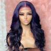 Blue Human Hair Lace Front Wigs Body Wave 13x4 Dark Blue Colored Pre Plucked With Natural Hairline HD Transparent Lace Frontal Wigs for Women (13x4 lace front wig, 12 inch) view 3