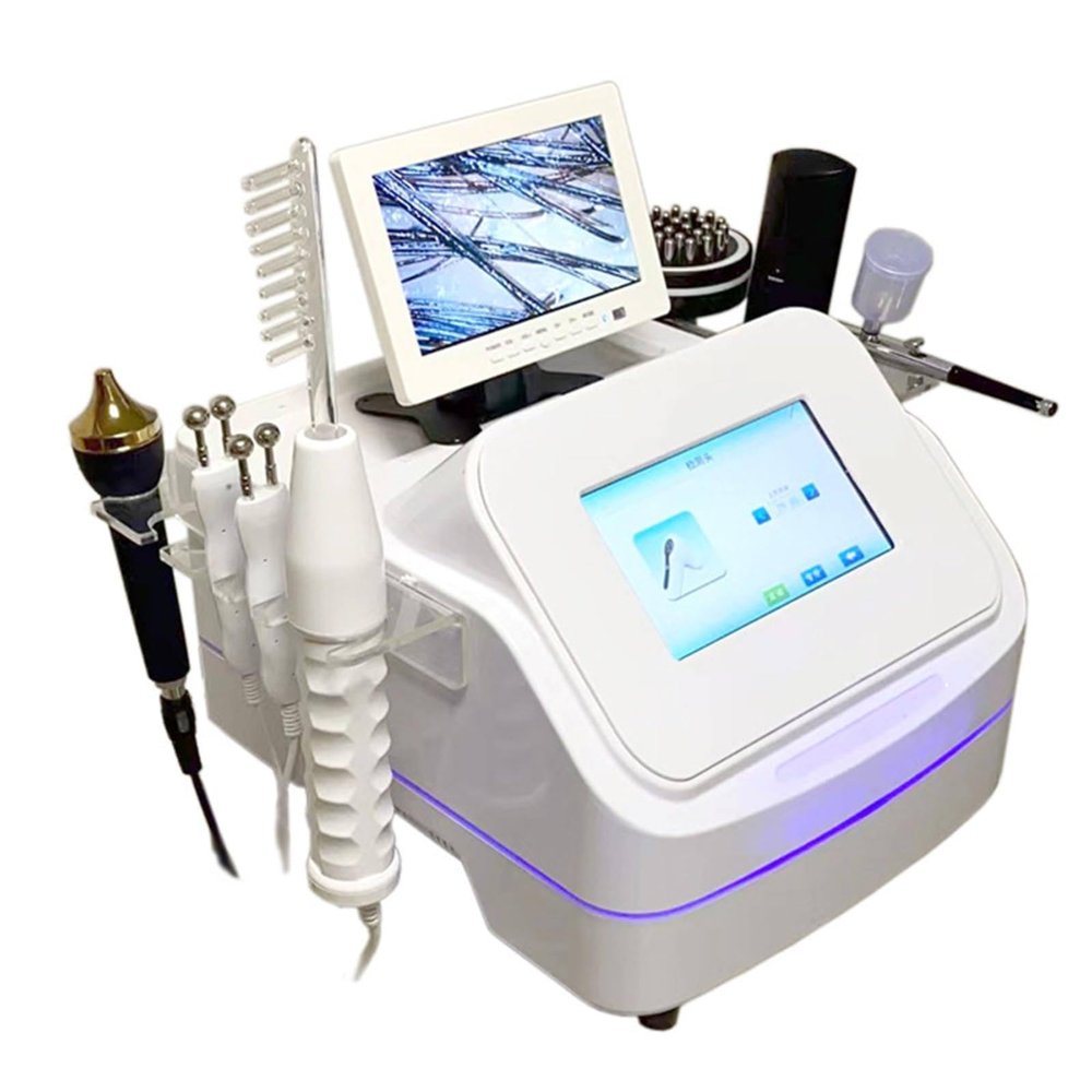 Skin Diagnosis Hair Analyzer, Skin Hair Scalp Detector, with 7 Handles, LCD Screen, Facial Skin Diagnosis Digital Microscope Scalp Hair Follicle Detector