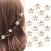 16 Pcs Small Pearl Claw Clips with Flower Design, Mini Hair Clips for Thin Thick Hair, Pearl Hair Accessories for Women Girls Sweet Tiny Hair Clips, Flower Hair Jaw Clamps Nonslip view 1