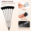 12Pcs Quick Hair Beader Tool Elastic Hair Braiding Set Ponytail Maker Simple Hair Pull Through Tools Black French Threader Braids Loop for Women Girls Plait Styling Accessories Supplies view 3