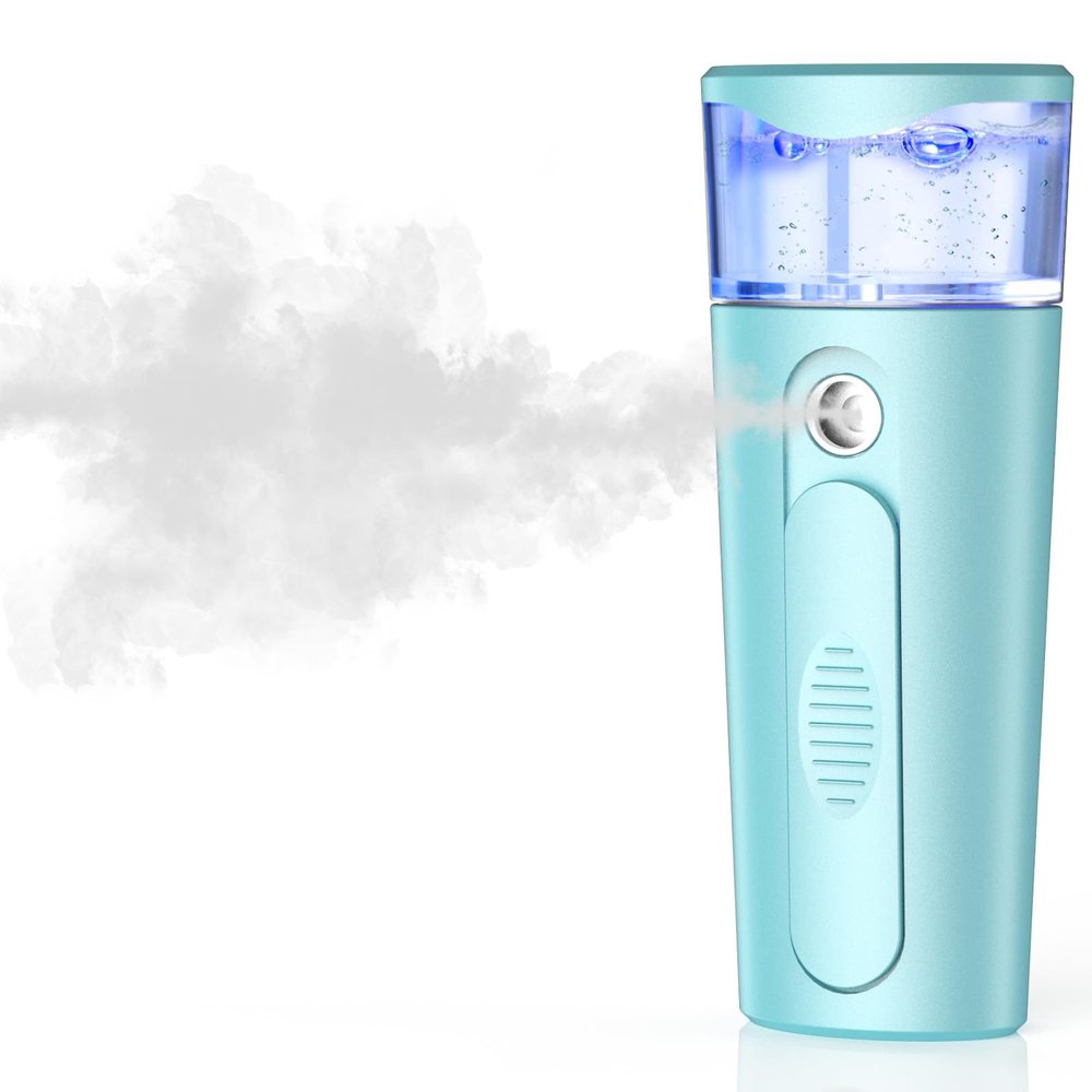 withthesun Nano Face Mister, Facial Steamer, USB Rechargeable Cool Mist Sprayer, 40ml Visual Water Tank, Face Mist for Eyelash Extensions, Facial Deep Cleaning, Makeup (Blue)