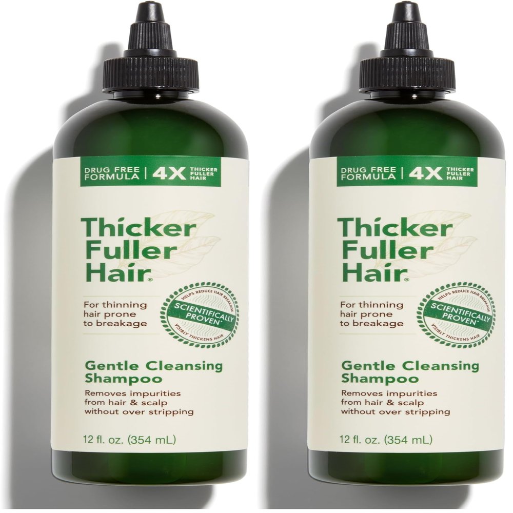 Thicker Fuller Hair Gentle Cleansing Shampoo Advanced Thickening Solution 12oz - Removes Impurities, Fortifies Hair And Reduce Breakage (Pack of 2)