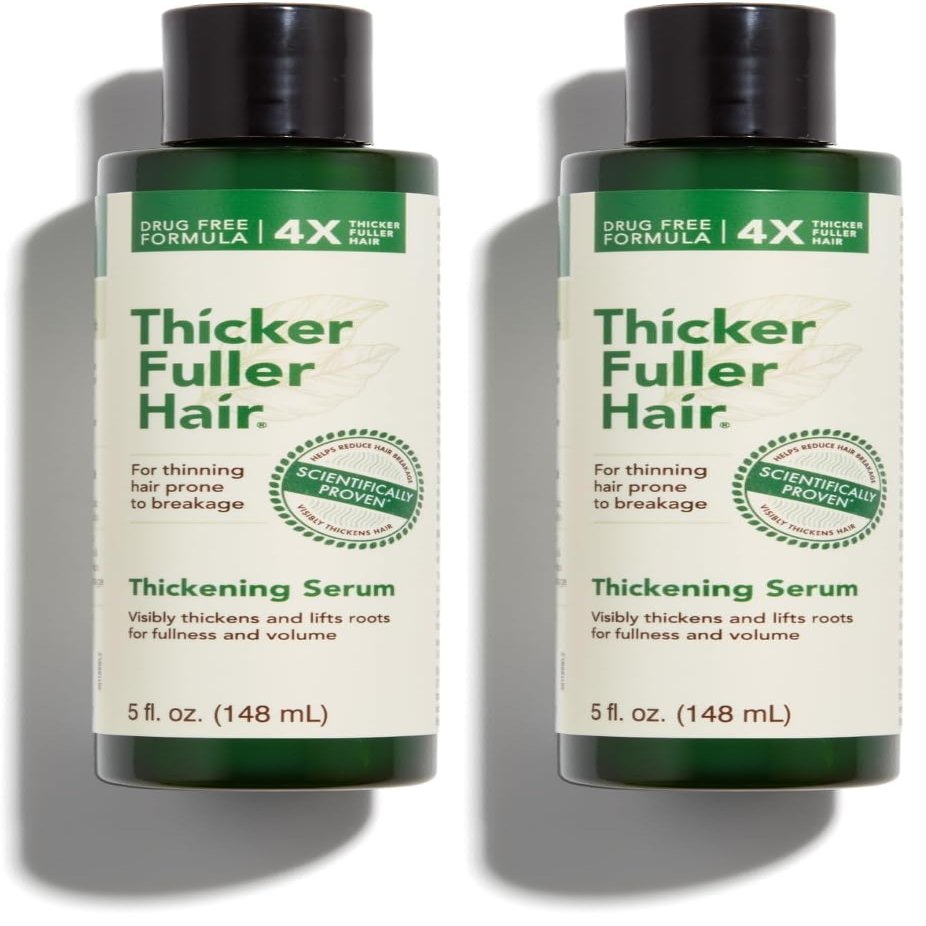 Thicker Fuller Hair Hair Thickening Serum Advanced Thickening Solution - 5oz - Thickens & Lifts Roots for Fullness & Volume - Mongongo & Green Coffee Oils Fortify Hair & Reduce Breakage (Pack of 2)
