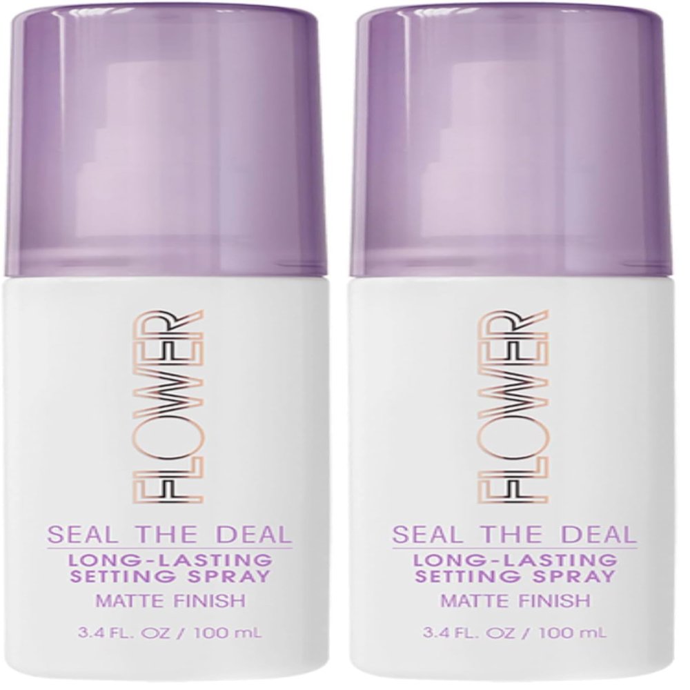 FLOWER BEAUTY Seal The Deal Setting Spray for Makeup - Long-Lasting + Flawless Finish - Sweat-Proof + Rub-Resistant - Matte + All Day Face Makeup - Cruelty-Free + Vegan (Pack of 2)