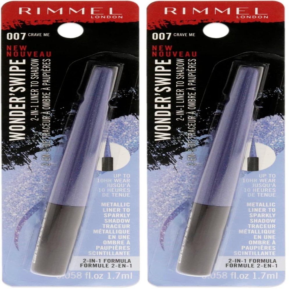 Rimmel London Wonder Swipe 2-in-1 Liner to Shadow - 007 Crave Me Eyeliner Women 0.06 oz (Pack of 2)