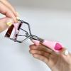 2 Pcs Stainless Steel Eyelash Curler with Built-in Comb Pinch Pain-Free Suitable for Any Eye Shapes and Sizes, with 4 Silicone Refill PadsBlack&Light Pink view 2