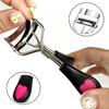 2 Pcs Stainless Steel Eyelash Curler with Built-in Comb Pinch Pain-Free Suitable for Any Eye Shapes and Sizes, with 4 Silicone Refill PadsBlack&Light Pink view 3