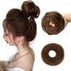 isheeny Messy Bun Hair Piece 2PCS 100% Real Human Hair Tousled Updo Extension Natural Curly Messy Bun, Elastic Band Hair Bun HairPiece Ponytail Extensions for Children Dark Brown view 1