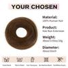 isheeny Messy Bun Hair Piece 2PCS 100% Real Human Hair Tousled Updo Extension Natural Curly Messy Bun, Elastic Band Hair Bun HairPiece Ponytail Extensions for Children Dark Brown view 3