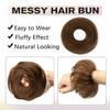 isheeny Messy Bun Hair Piece 2PCS 100% Real Human Hair Tousled Updo Extension Natural Curly Messy Bun, Elastic Band Hair Bun HairPiece Ponytail Extensions for Children Dark Brown view 4