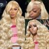 SEMANK 613 Lace Front Wig Human Hair 200 Density Blonde Wig Human Hair Body Wave 13x6 Lace Front Wigs Human Hair Pre Plucked Blonde HD Lace Frontal Wig 36 Inch view 1