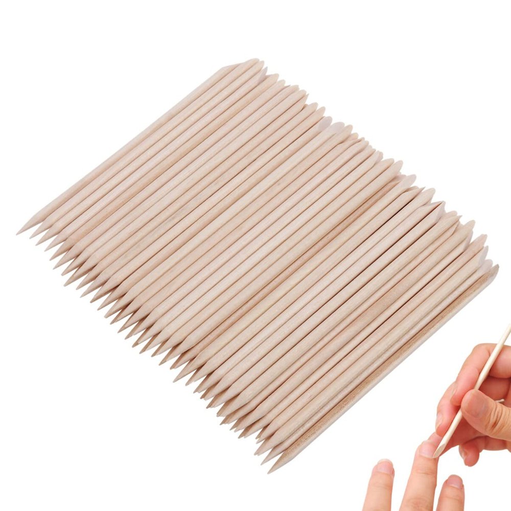 Baluue 100pcs Cuticle Sticks for Nail Art Polish Removal Multi-functional Double-sided Tools for Professional Nail Care Manicure