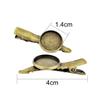 10pcs 4cm Metal Alligator Hair Clips with Cabochon Setting Tray Hair Clips with Blank Round Tray Base Alligator Hair Clips Blank Hairgrip Base Trays for DIY Hair Accessories, Antique Bronze view 3