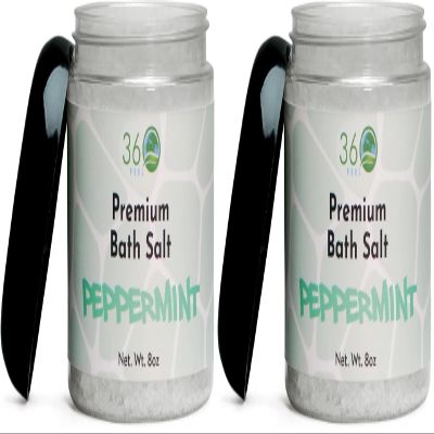 360Feel Peppermint Detox Bath Salt Body Scrub - Great Exfoliating Body Scrub for Acne Scars Stretch Marks Foot Scrub Great for Women Body - 8 Fl Oz (Pack of 2)