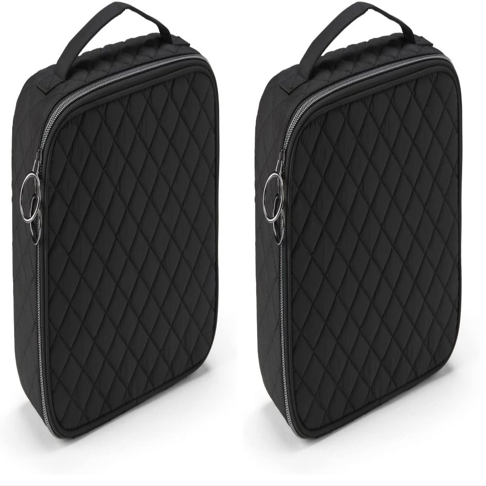 Conair Scnci Makeup Beauty Case, Makeup Train Case, Makeup Bag, Travel Organizer for Women, Black (Pack of 2)