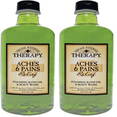 Village Naturals Therapy Foaming Bath Oil, Aches and Pains, 16 Ounce (Pack of 2)
