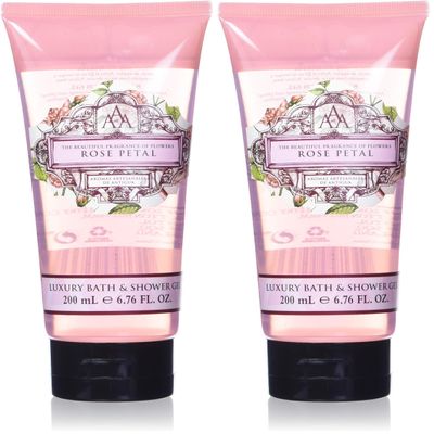 AAA Floral - Rose Petal, Luxury Bath & Shower Gel, Enriched with Shea Butter - 200 ml, 6.8 Fl Oz (Pack of 2)