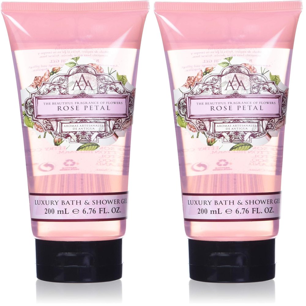 AAA Floral - Rose Petal, Luxury Bath & Shower Gel, Enriched with Shea Butter - 200 ml, 6.8 Fl Oz (Pack of 2)