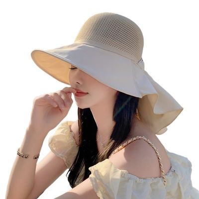 ZIIVIEVS Sunscreen hat for Women in Spring, New Black Rubber Sunshade hat with Large Brim, Tourist Fisherman hat, Summer hat Trend (Color : Beige, Size : One Size)