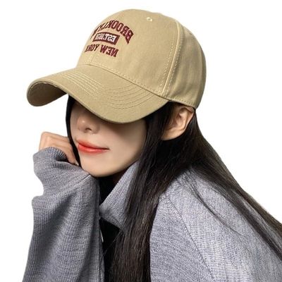 ZIIVIEVS Deep Top Duck Tongue Hat for Women, Summer, Wide Brim, Baseball Hat, Small Face, Big Headband, Sun Protection for Men (Color : Khaki, Size : One Size)