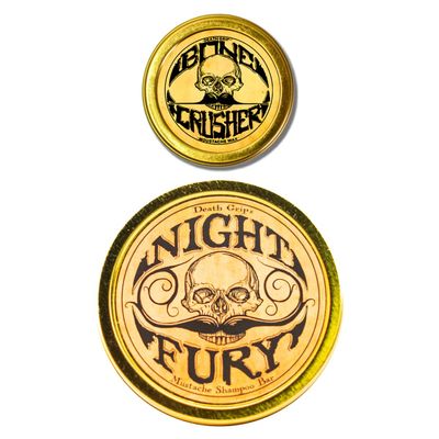 THE VINTAGE GROOMING CO. Bone Crusher Extra Strong Extra Firm Mustache Wax & Night Fury Mustache Wash Shampoo Bar Set