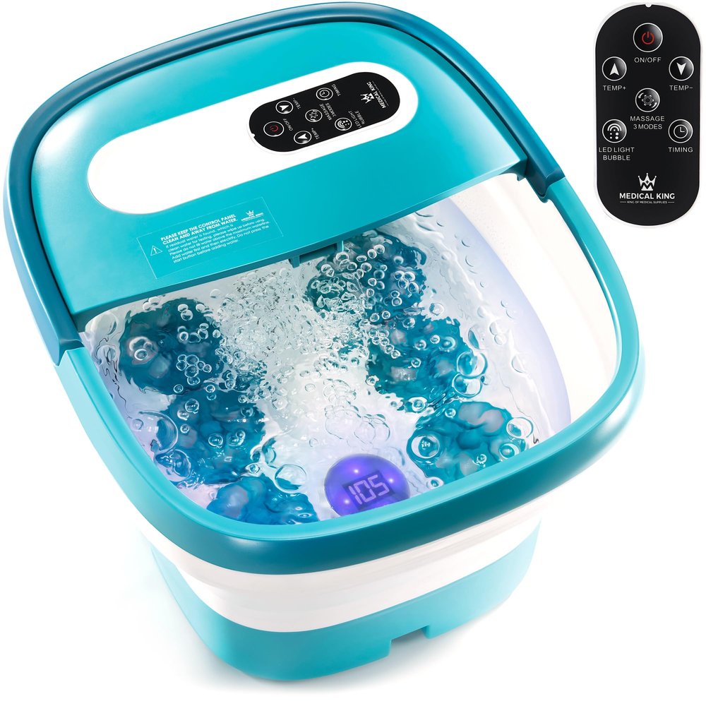 Medical king Foot Spa with Heat and Massage Electric Rotary Massage Includes A Remote Control, A Pumice Stone - Motorized Shiatsu Massage Balls