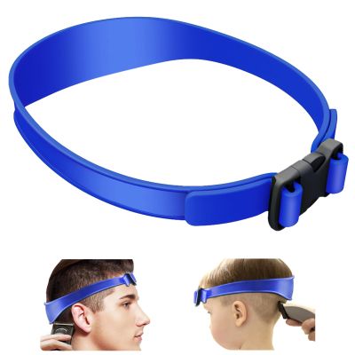 Bebeeco Fade Guide for Men Haircut, Adjustable Hair Trimming Guide Neckline Shaving Template Silicone Curved Haircut Band Self Hair Trimming Guide Band for DIY Home Haircuts (Blue)