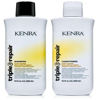 Kenra Triple Repair Shampoo/Conditioner Set | Targets & Repairs Weak or Broken Bonds | Split Ends | Damaged Hair | Bond Builder | Sulfate-Free | 10.1 fl. oz.