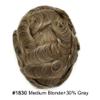 F M Human Hair Toupee for Men French Lace with Poly Mens Hair Replacement System Natural Hairline Hair System for Men Bleached Knots 7"X9" #1830 Medium Ash Blonde with 30%gray-90%density view 2