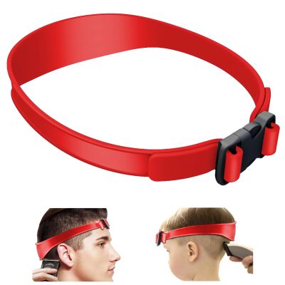 Bebeeco Fade Guide for Men Haircut, Adjustable Hair Trimming Guide Neckline Shaving Template Silicone Curved Haircut Band Self Hair Trimming Guide Band for DIY Home Haircuts (Red)