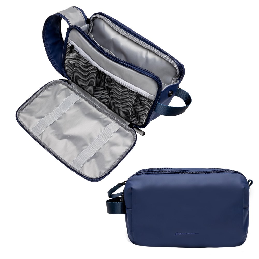 Carrywell (Not Made In China) 2 Pack, Dopp Kit For Men, Men's Travel Toiletry Organizer, Water-Resistant Shaving Bag for Toiletries and Accessories (Blue)