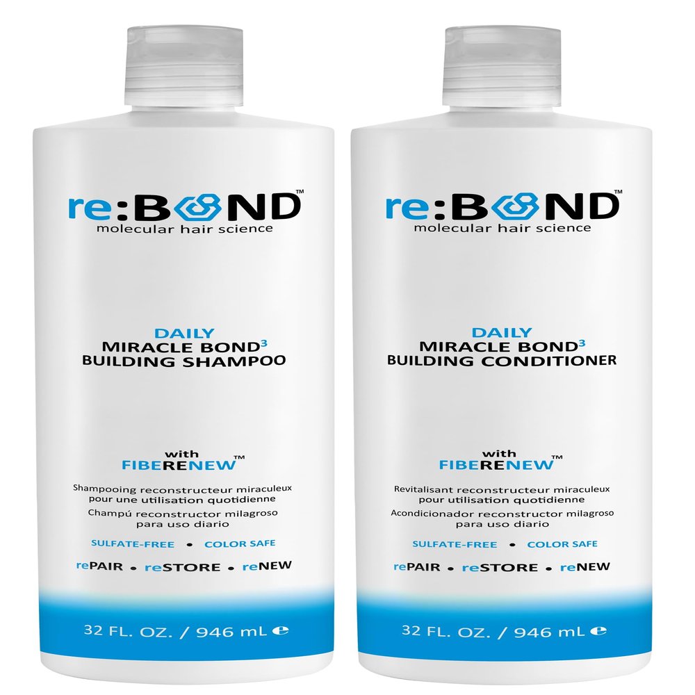 reBOND Hair Daily Miracle Bond Building Shampoo and Conditioner 32 oz Duo