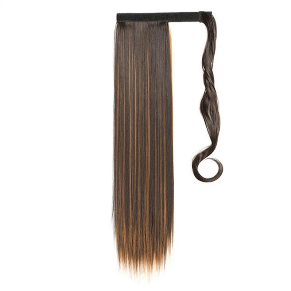 Ponytail Extension 22inch Long Straight Ponytail Extension Wrap Around Clip On Ponytail Hair Extension Heat Resistant Synthetic Straight Hair Pony Tail Hairpieces Ponytail Hairpiece for Women ( Color